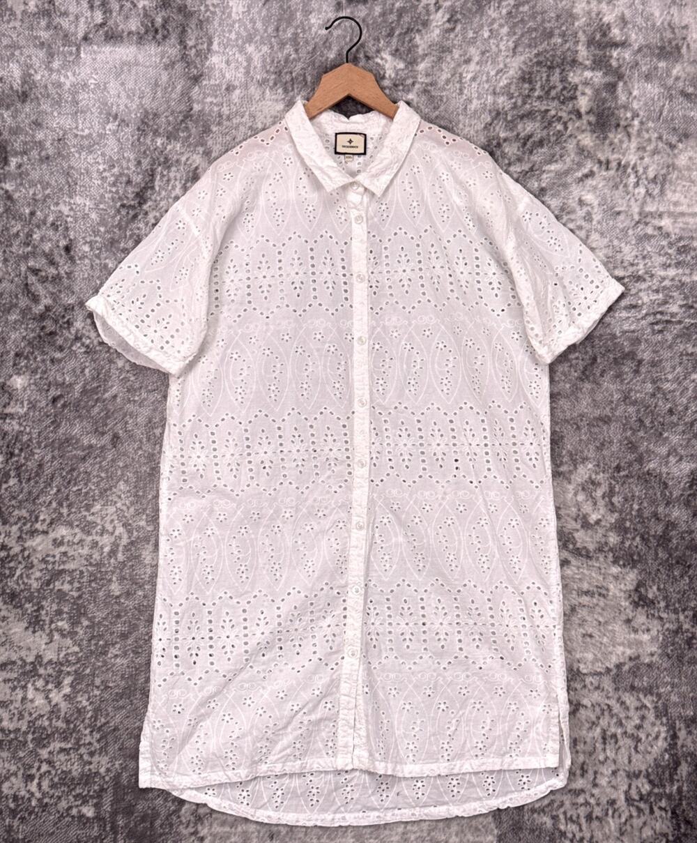 Tuckernuck Dress XXL Womens White Eyelet Button Down Shirtdress